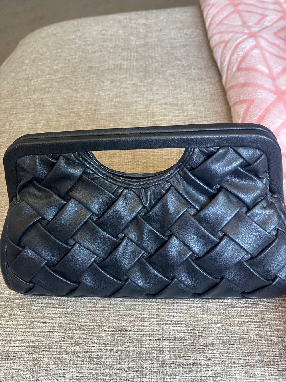 Black Woven Handle Clutch - Women Bags